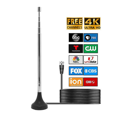 HDTV-Digital-TV-Antenne für den Innenbereich, DVB-T2-Antenne, digitale TV-Teleskopantenne, magnetische Halterung + verlängerter Stab für TV-Antenne